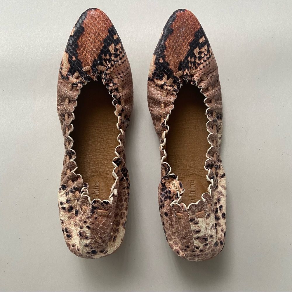 See by CHLOE Snake Embossed Leather Ballet Flat size 36